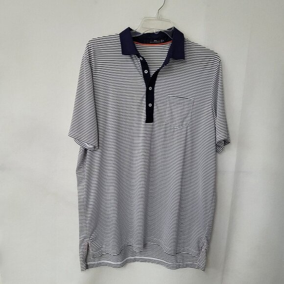 Ralph Lauren RLX Golf Polo Mens XL Performance Blue Striped Richland Course Logo - Picture 1 of 13